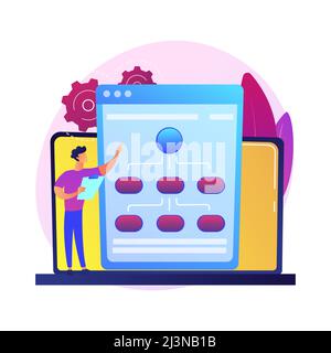Web hosting service. Information chains and content management. Networking, connection, synchronization. Internet server, data storage. Vector isolate Stock Vector