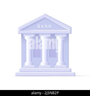 3d digital illustration of a bank or government building with columns in pastel purple colors. Vector illustration Stock Vector