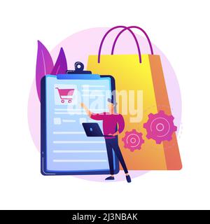 Order tracking program, convenient service. Shopping list, basket content, purchase package. Mobile software, smartphone application. Vector isolated Stock Vector
