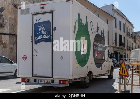 Felanitx, Spain; april 07 2022: Delivery van of the company Pepsi, parked in a central street of the Mallorcan town of Felanitx, Spain Stock Photo