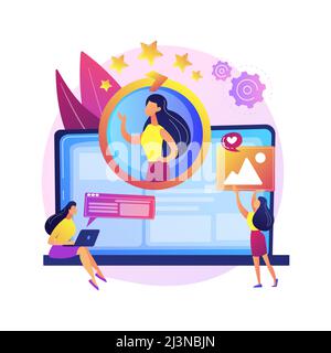 Face recognition, personal identification, secure access. Profile entry, data storage opening. Female account holder cartoon character. Vector isolate Stock Vector