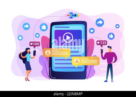 Digital marketing, online advertising, SMM. App notification, chatting, texting. Viral content, internet meme creation, mass shared content concept. B Stock Vector