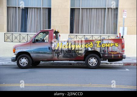 Tour Bus on Hollywood Boulevard, Los Angeles, California, USA Stock Photo