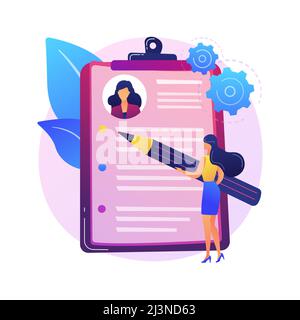 Resume writing service abstract concept vector illustration. Copywriting service, CV online, professional help writing resume, cover letter, candidate Stock Vector