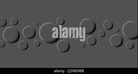 Mono chrome black background with volume convex bubbles. Vector illustration abstract Stock Vector