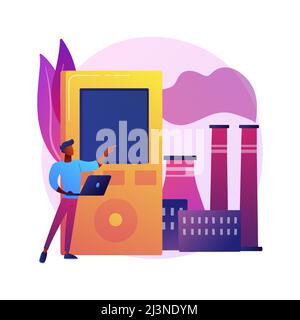 Air quality control abstract concept vector illustration. Environmental control, air quality system, pollution prevention, industrial district monitor Stock Vector