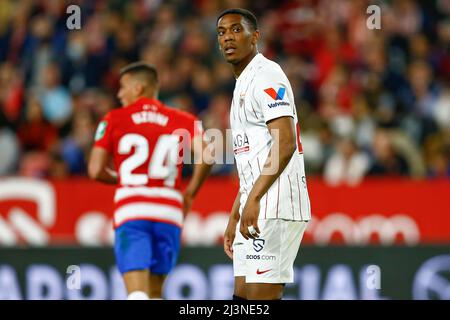 Anthony Martial of Sevilla FC during the La Liga match between Sevilla FC and Granada CF played at Sanchez Pizjuan Stadium on April 8, 2022 in Sevilla, Spain. (Photo by Antonio Pozo / PRESSINPHOTO) Stock Photo