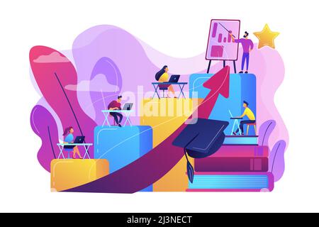 Qualification increase course, skills improvement coaching. Professional development, school authority initiative, training for teachers concept. Brig Stock Vector