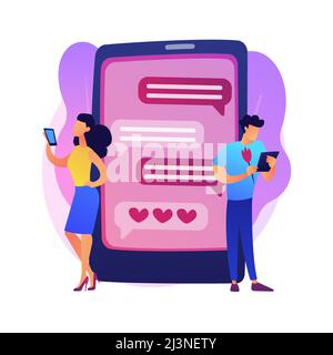 Young man and woman on blind date. Romantic surprise, amorous feelings expression, blindfolded lovers. Boyfriend giving girlfriend flower. Vector isol Stock Vector