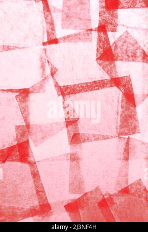 Craft tissue paper glued to a window as an abstract pink translucent background. Stock Photo