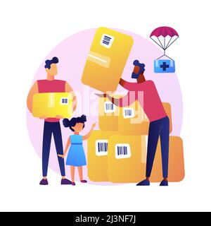 Humanitarian aid. Emergency medical assistance. Volunteering, charity, care. Help for homeless, refugees, victims of natural disasters, wars and famin Stock Vector