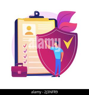 Unemployment insurance abstract concept vector illustration. Unemployment benefits, lost job, tired stressed businessman, claim form, workers compensa Stock Vector