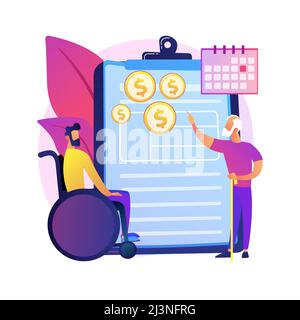 Social-security benefit abstract concept vector illustration. Social security protection, application form, benefit calculator, retirement insurance, Stock Vector
