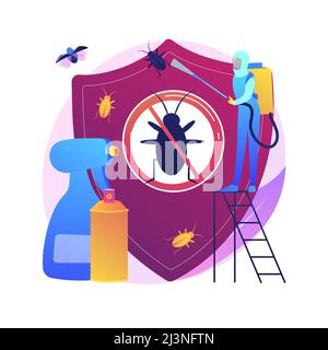 Home pest insects control abstract concept vector illustration. Pest insects control, vermin exterminator service, insect thrips equipment, DIY soluti Stock Vector