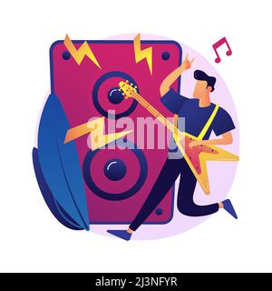 Rock music abstract concept vector illustration. Rock-and-roll concert, rock music festival culture, record store, live performance, garage recording Stock Vector