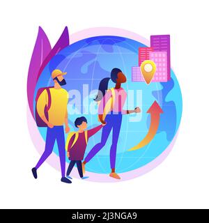 Internal migration abstract concept vector illustration. Domestic human migration, natural disaster, civil disturbance, arrive in capital, people with Stock Vector