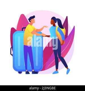 Integration of migrants abstract concept vector illustration. Society accepted migrants, integration courses, study at school, learn foreign languages Stock Vector
