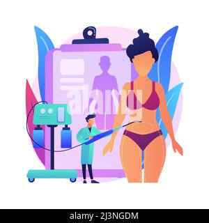 Liposuction abstract concept vector illustration. Lipo procedure, vacuum out fat removal plastic surgery, body contouring, beauty standard, weight los Stock Vector