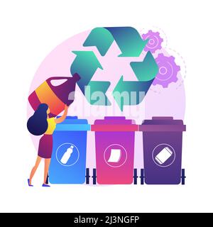 Garbage collection and sorting abstract concept vector illustration. Household waste collection, local disposal systems, waste segregation, urban curb Stock Vector
