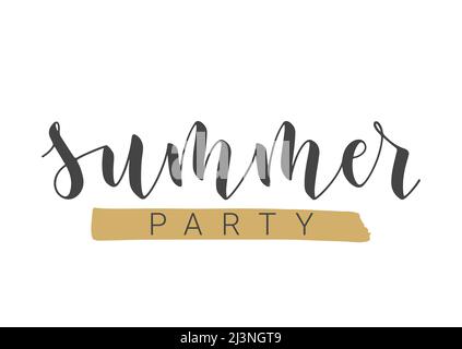 Handwritten Lettering of Summer Party. Template for Banner, Card, Invitation, Party, Poster, Print or Web Product. Stock Vector