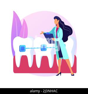 Orthodontic services abstract concept vector illustration. Orthodontic clinic department, family dentistry, dental appliance, oral hygiene, teeth cent Stock Vector