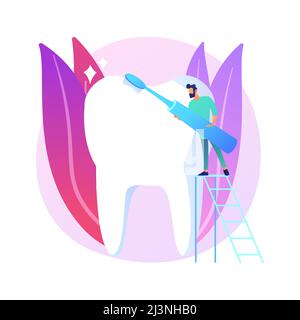 Cosmetic dentistry abstract concept vector illustration. Cosmetic dental service, teeth whitening, restorative dentistry, smile makeover, aesthetic tr Stock Vector