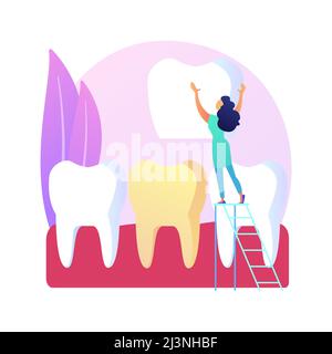 Dental veneers abstract concept vector illustration. Veneer placement, dental beauty solution, teeth aesthetics, cosmetic dentistry service, orthodont Stock Vector