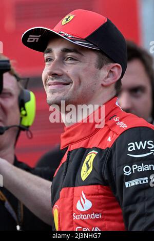 MONACO - Charles Leclerc (Ferrari) reacts after achieving pole position ...