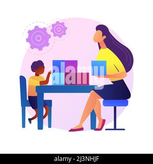 Social-emotional development abstract concept vector illustration. Preschool training, social skill development in early childhood, emotional manageme Stock Vector