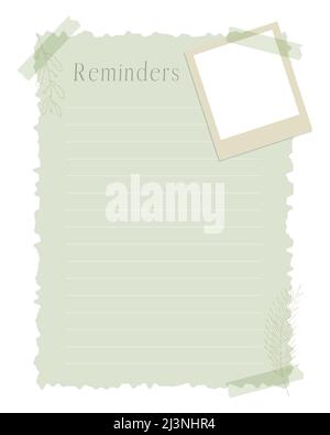 Reminders template scrapbooking. To do list , planner note-taking , doodle flowers contour , ideas, plans, notes. Vector illustration Stock Vector