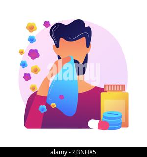 Seasonal allergy abstract concept vector illustration. Pollen allergy immunotherapy, allergic disease diagnostics, seasonal allergy test, nasal conges Stock Vector