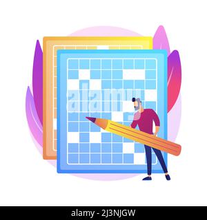 Do a crossword and sudoku abstract concept vector illustration. Stay home games and puzzles, keep your brain in shape, self-isolation time spending, q Stock Vector