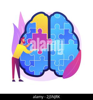 Mindfulness abstract concept vector illustration. Mindful meditating, mental calmness and self-consciousness, focusing and releasing stress, anxiety a Stock Vector