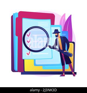 Private investigation abstract concept vector illustration. Private detective agency, licensed investigator services, hiring firm for personal investi Stock Vector