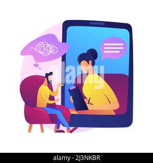 Online therapy abstract concept vector illustration. Online counseling, mental health amid coronavirus quarantine, psychological help, self isolation, Stock Vector