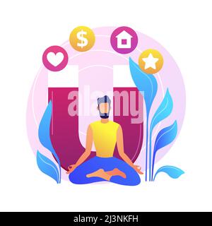 Law of attraction abstract concept vector illustration. Materialize thoughts, focus, positive and negative emotions, life experience, creative visuali Stock Vector