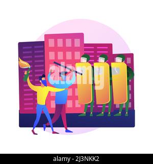 Mass riots abstract concept vector illustration. Public protest, demonstration, political activism, mass unrest, street action, meeting, vandalism and Stock Vector