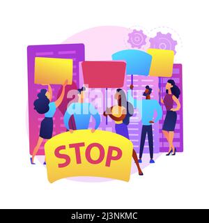 Mass protest abstract concept vector illustration. Demonstration, violent riots, social movement, political rights, racial equity, law enforcement, po Stock Vector