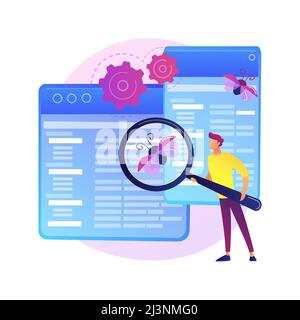 Debugging firewall. Antivirus scanning. Malware fixing. Virus attack, trojan search, bugs detection. System protection. Threat diagnostic. Crash teste Stock Vector