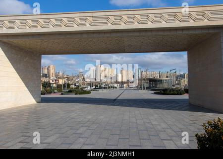 Winter Park in the center of Baku city. Stock Photo