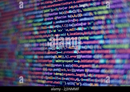 Code background. Web programming language written by the developer. HTML, CSS, javascript and web programming codes in code editor Stock Photo