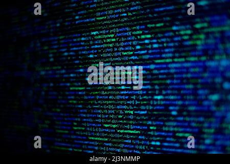 Code background. Web programming language written by the developer. HTML, CSS, javascript and web programming codes in code editor Stock Photo