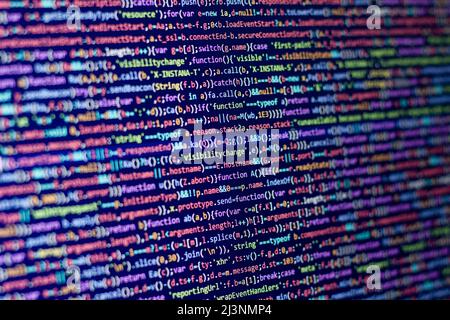 Code background. Web programming language written by the developer. HTML, CSS, javascript and web programming codes in code editor Stock Photo