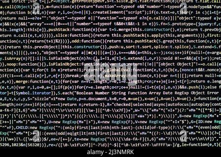 Code background. Web programming language written by the developer. HTML, CSS, javascript and web programming codes in code editor Stock Photo