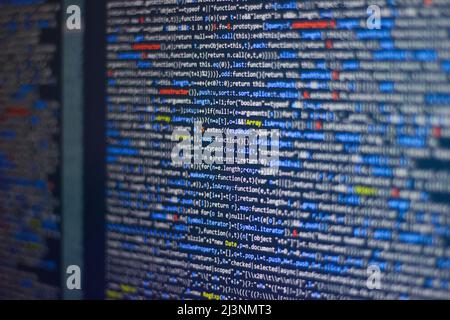 Code background. Web programming language written by the developer. HTML, CSS, javascript and web programming codes in code editor Stock Photo