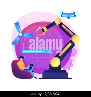 Space technologies idea. Cosmos exploration, nanotechnology development, computer science and engineering. Futuristic inventions. AI controlled rocket Stock Vector