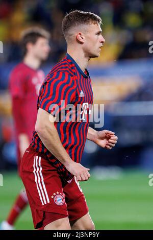 VILLARREAL, SPAIN - APR 6: Kimmich warms up prior to the UEFA Champions League match between Villarreal CF and FC Bayern Munchen at Estadio de la Cera Stock Photo