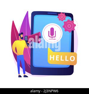 Speech to text abstract concept vector illustration. Multi-language speech recognizer, convert speech to text, voice-to-text software, voice recogniti Stock Vector