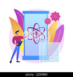 Quantum computing abstract concept vector illustration. Quantum technology, future computing, innovative information technology, computer science brea Stock Vector