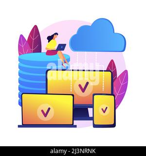 SaaS technology abstract concept vector illustration. Software as a service, cloud computing, application service, customer access, software licensing Stock Vector